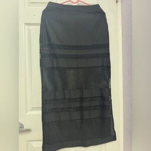 Zara Black Sheer Panel Midi Skirt